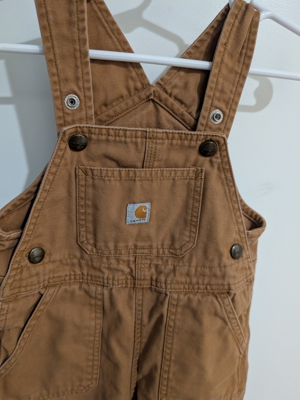 Carhartt Kids Tan Canvas Overalls with Front Bib Pocket